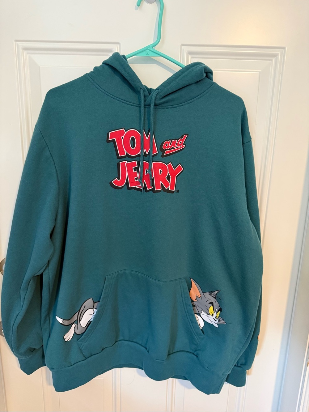 Tom and Jerry Teal Pullover Hoodie - Official Disney Style